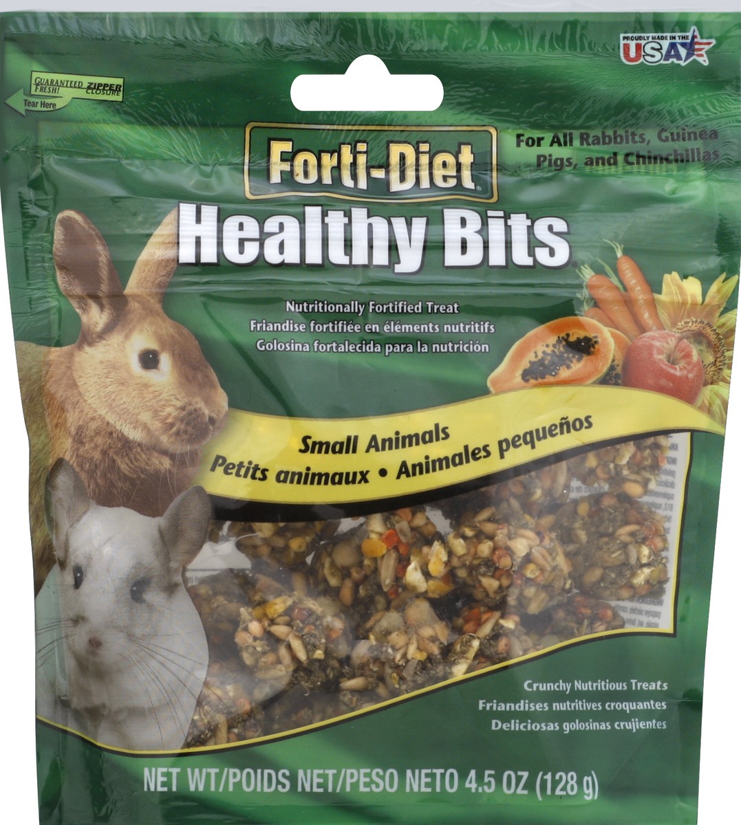slide 2 of 2, Kaytee Forti-Diet Health Bits Rabbit Guinea Pig & Chinchilla Food, 10 oz