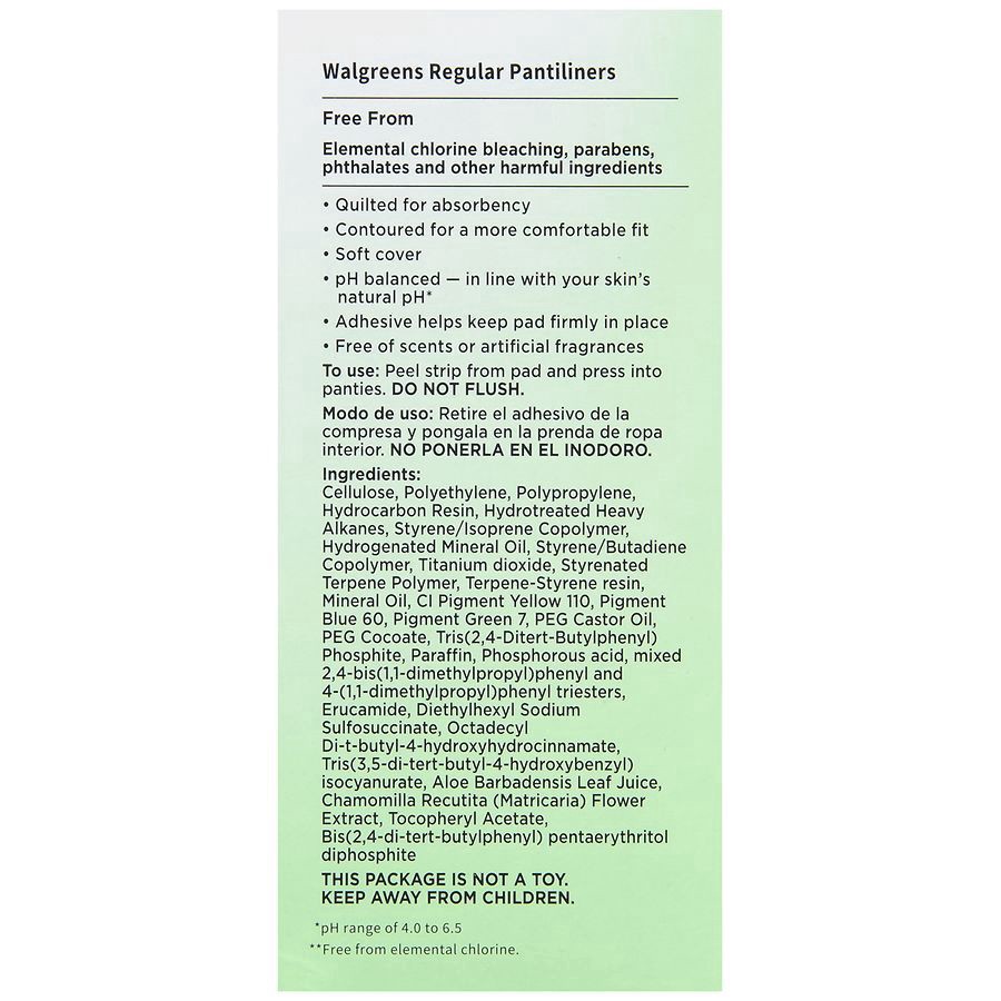 slide 5 of 5, Walgreens Regular Ph Balanced With Aloe Pantiliners, 64 ct