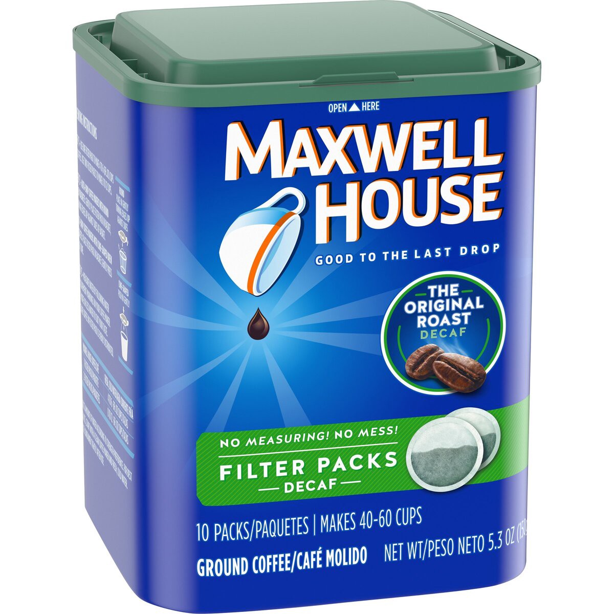 slide 6 of 8, Maxwell House Original Roast Decaf Ground Coffee Filter Packs, Decaffeinated, 5.3 oz Can, 5.3 oz