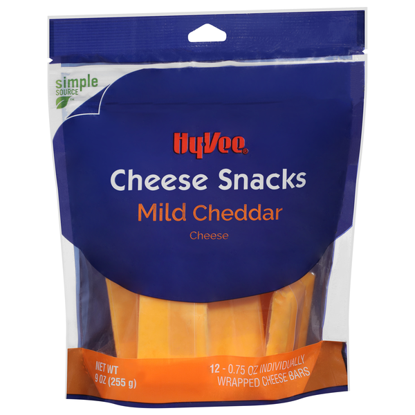 slide 1 of 1, Hy-vee Mild Cheddar Cheese Snacks, 9 oz