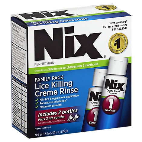 slide 1 of 1, Nix Lice Killing Creme Rinse Permethrin Maximum Strength Family Pack, 2 fl oz