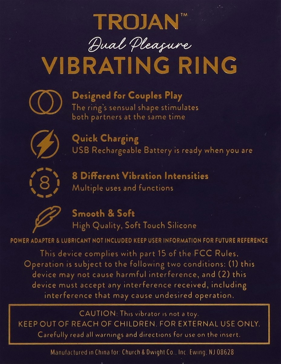 slide 13 of 13, Trojan Dual Pleasure Vibrating Ring 1 ea, 1 ct