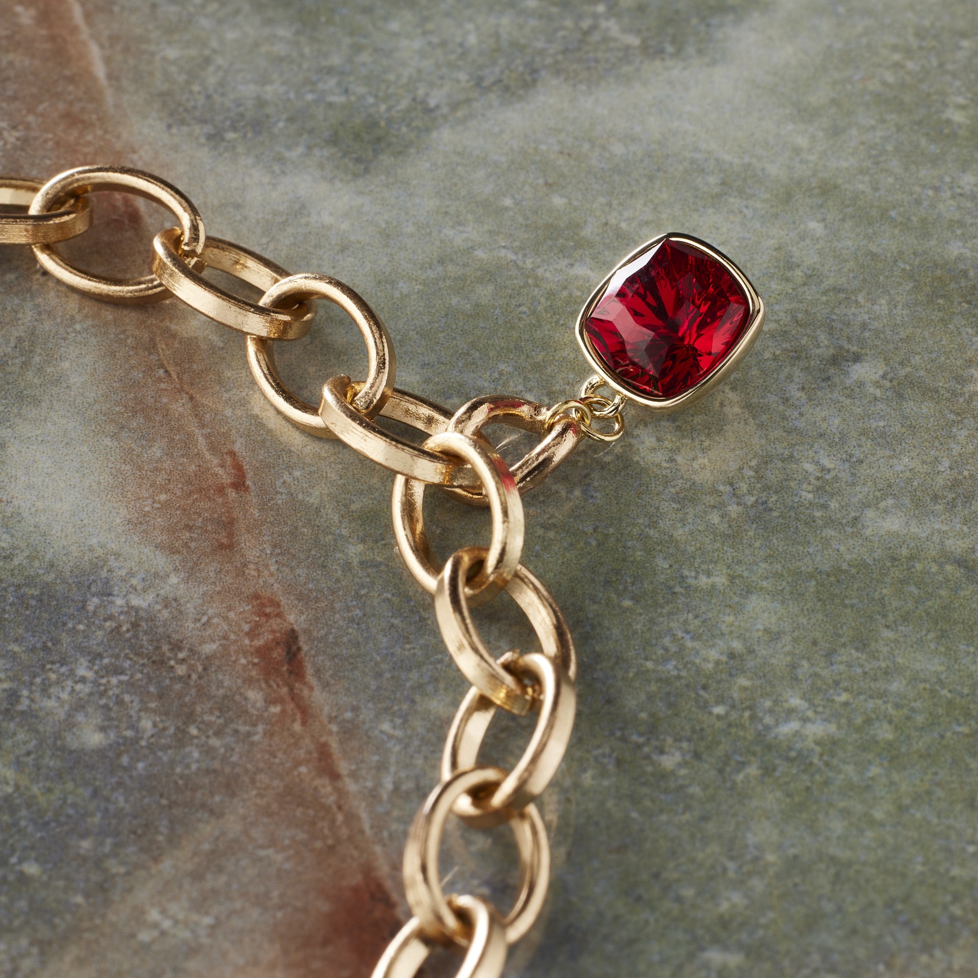 slide 2 of 4, 14k Gold Plated Scarlet Austrian Crystal Square Cut Charm By Bead Landing, 6mm x 8mm