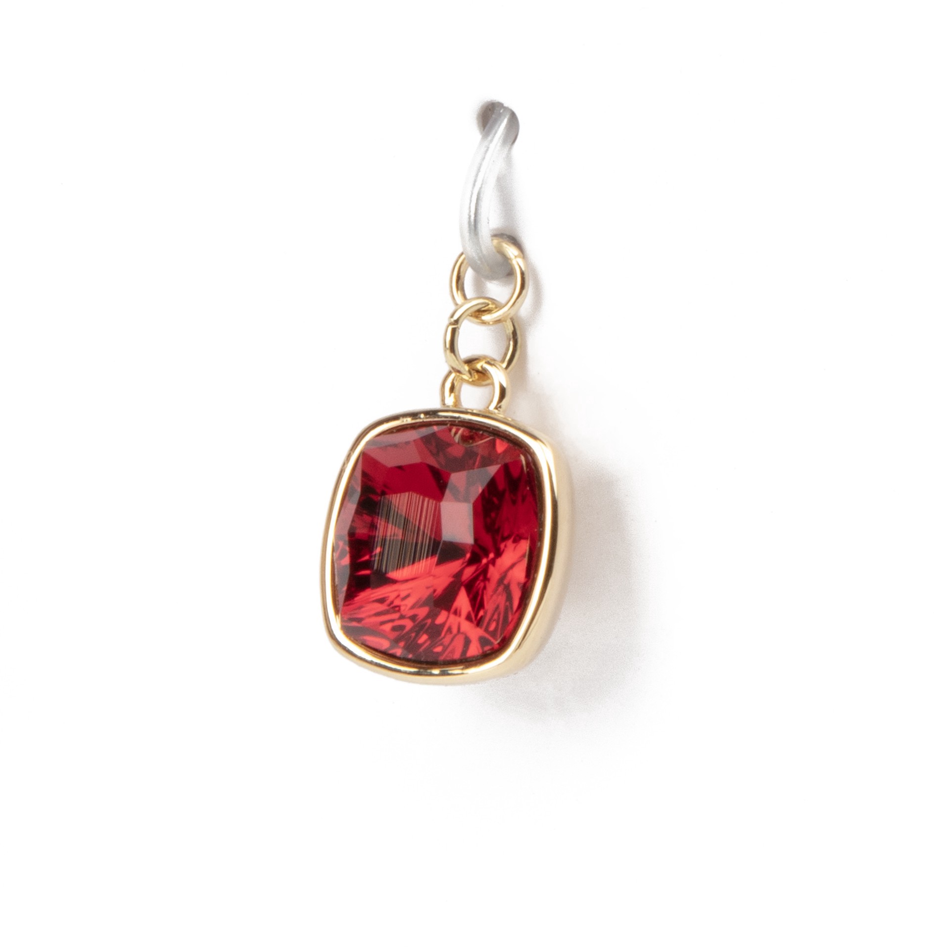 slide 3 of 4, 14k Gold Plated Scarlet Austrian Crystal Square Cut Charm By Bead Landing, 6mm x 8mm
