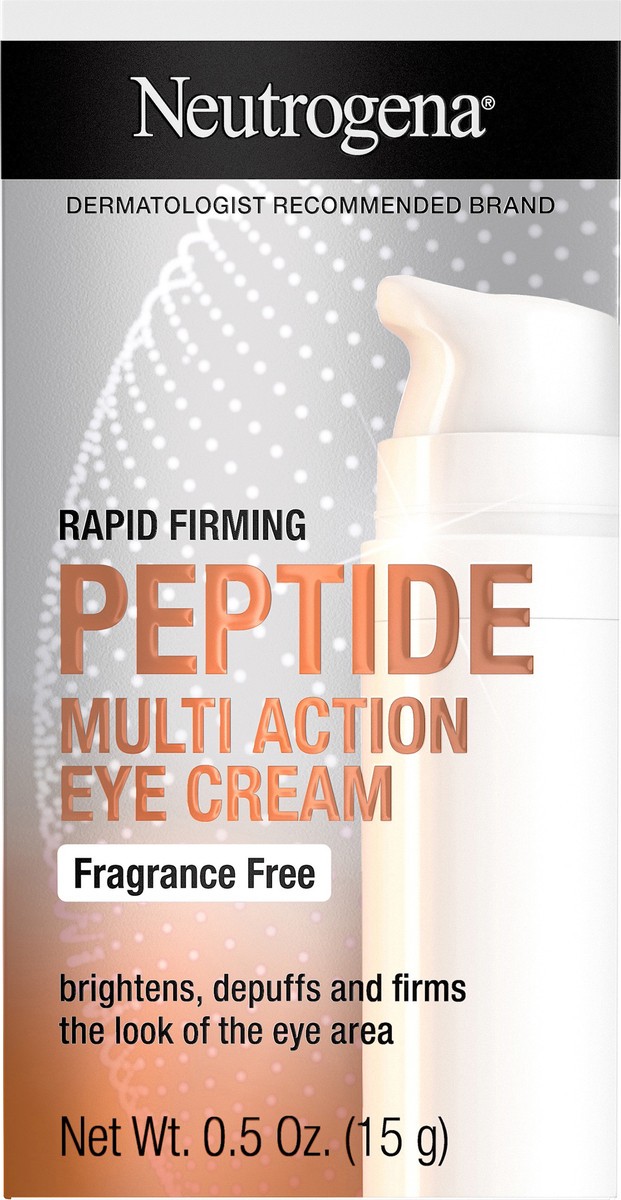 slide 7 of 8, Neutrogena Rapid Firming Peptide Multi Action Depuffing Brightening, and Hydrating Eye Cream - Fragrance Free - 0.5 fl oz, 0.5 oz