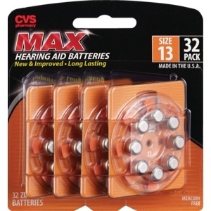 slide 1 of 1, CVS Pharmacy Max Hearing Aid Battery Size 13, 32 ct