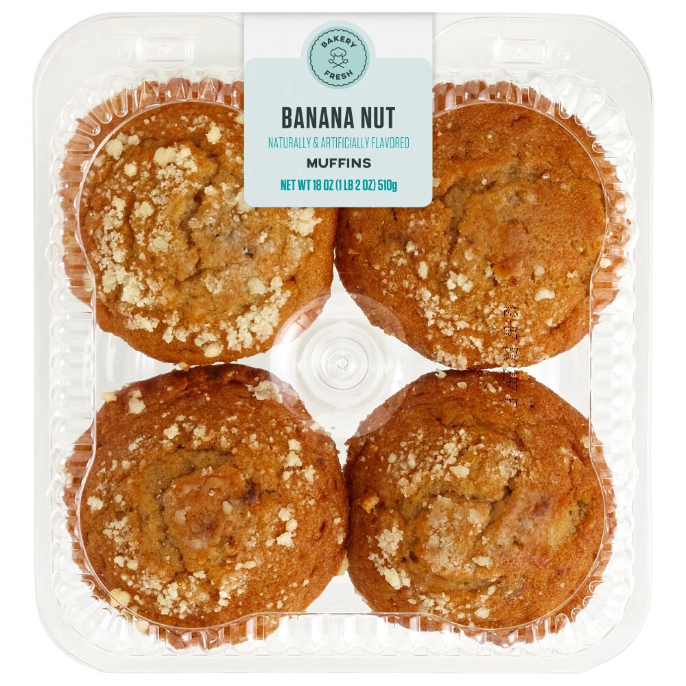 slide 2 of 2, Bakery Fresh Banana Nut Muffins, 4 ct