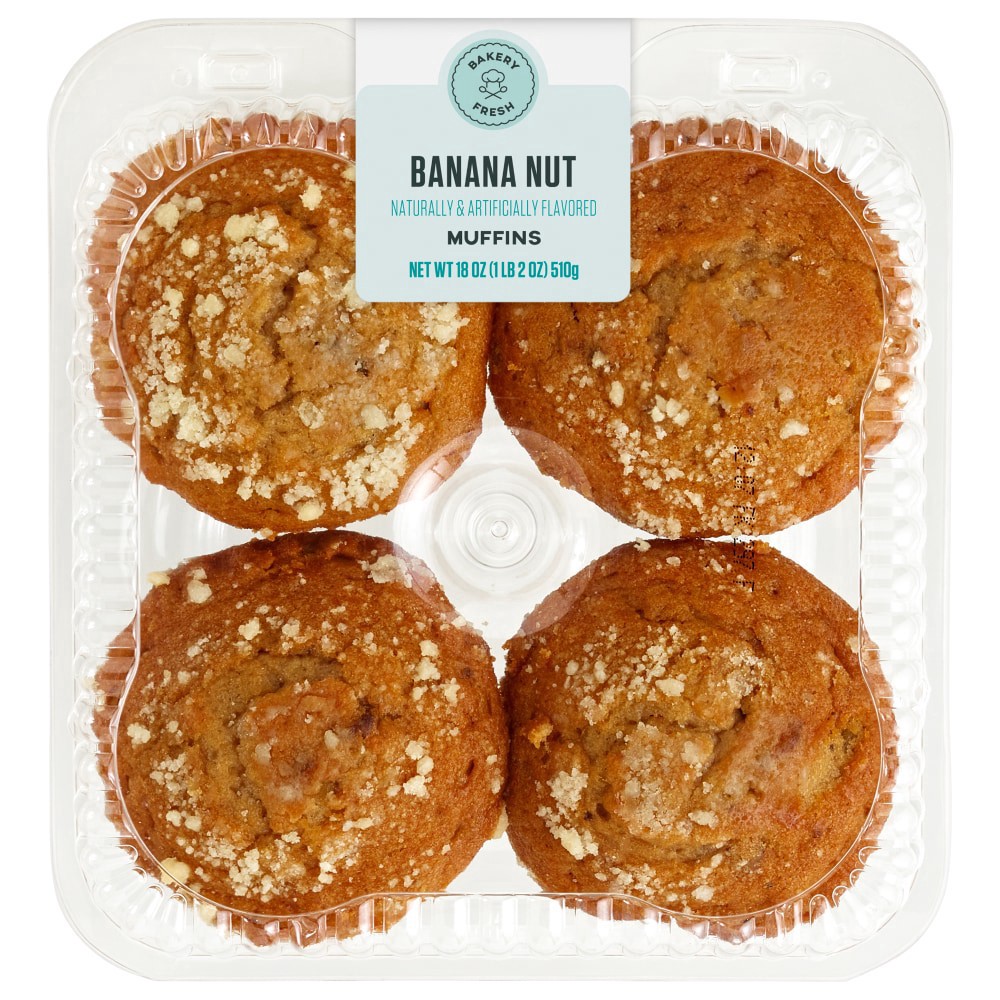 slide 1 of 2, Bakery Fresh Banana Nut Muffins, 4 ct