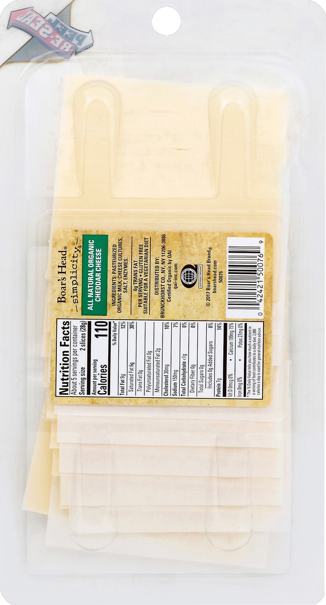 Boar's Head Cheese, Cheddar, Organic 5 oz Shipt