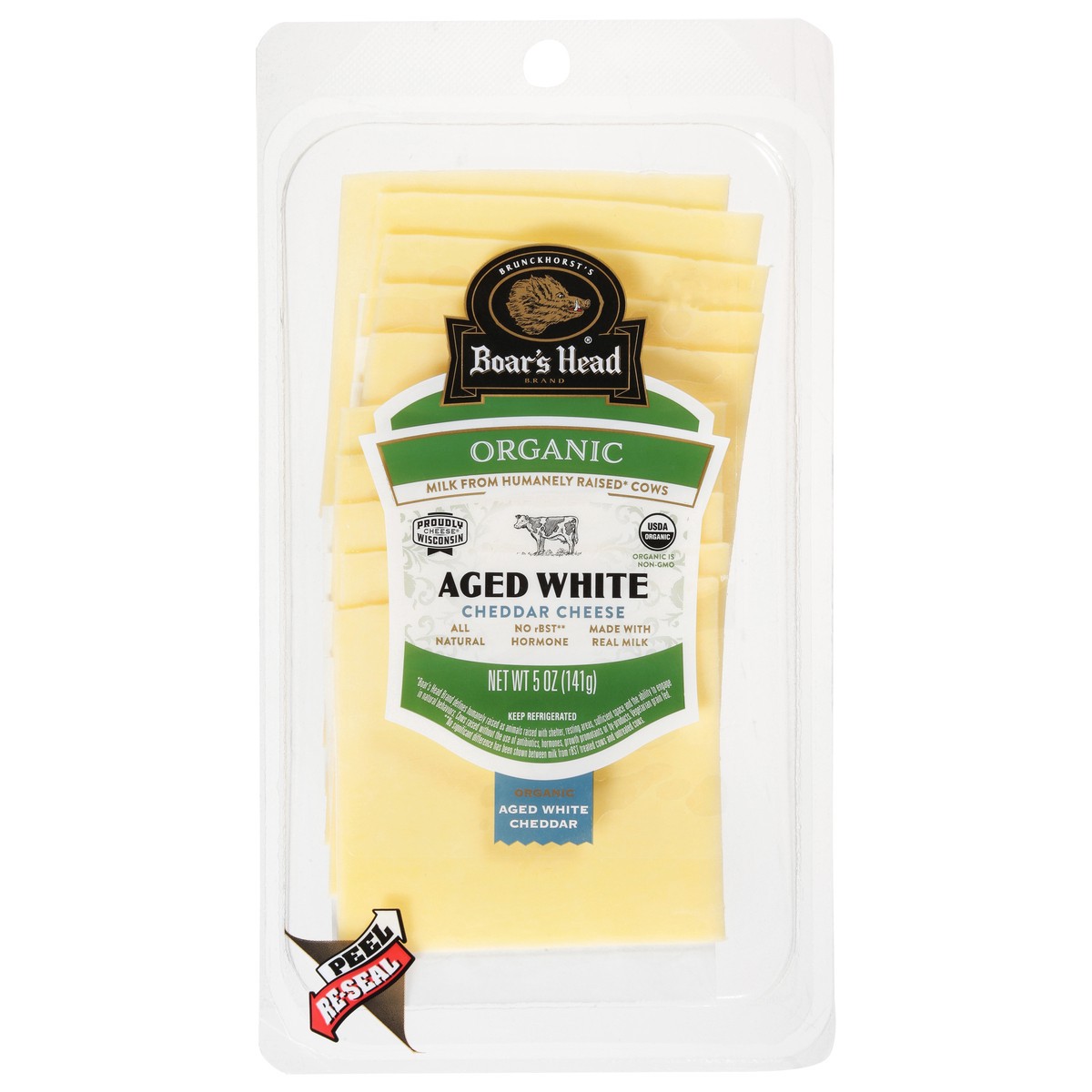 slide 1 of 10, Boar's Head Organic Aged White Cheddar, 5 oz