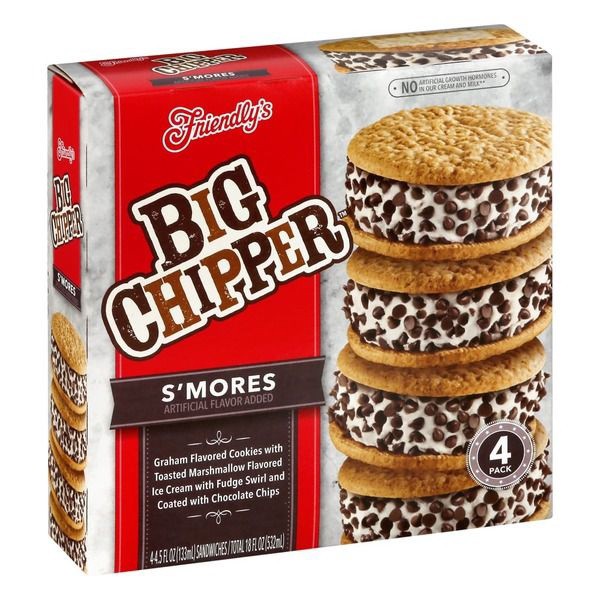 slide 1 of 1, Friendly's Dean's Friendly's Big Chipper Smores Ice Cream Sandwich, 4 ct; 4.5 fl oz