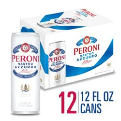 Peroni Nastro Azzurro Italian-Style Lager Beer, 12 Pack 12 fl oz Cans