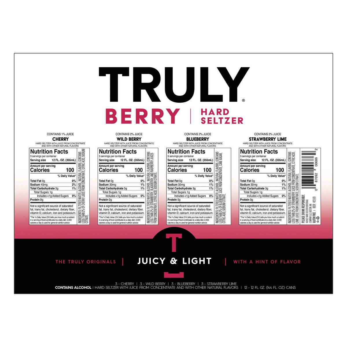 slide 3 of 6, TRULY Berry Hard Seltzer Variety Pack, 12 ct; 12 fl oz
