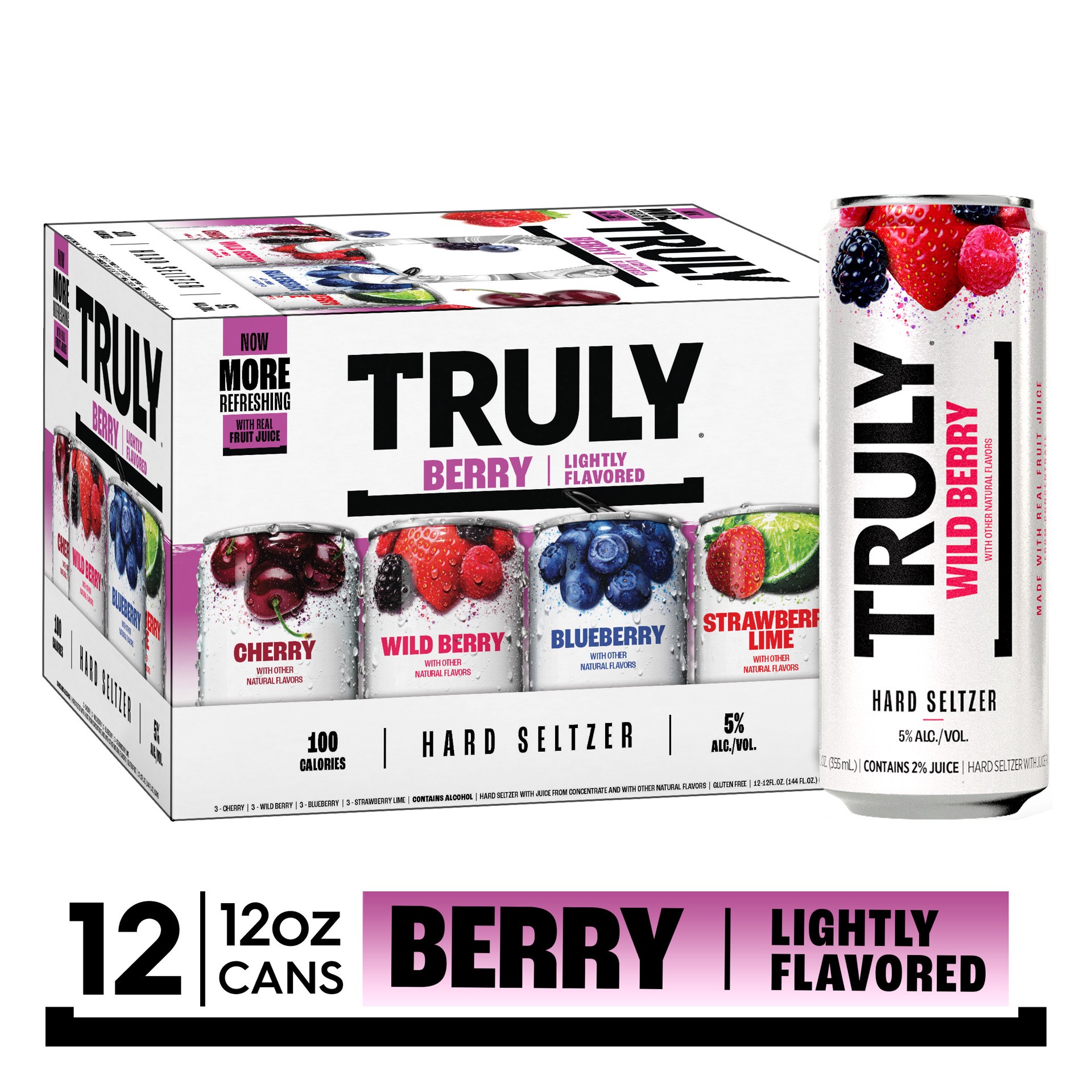 slide 1 of 6, TRULY Hard Seltzer Berry Variety Pack (12 fl. oz. Can, 12pk.), 12 ct; 12 fl oz