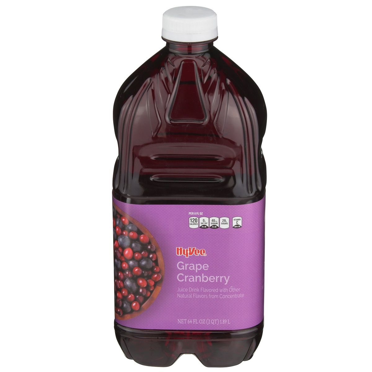 slide 1 of 1, Hy-vee Grape Cranberry Juice Drink Flavored From Concentrate - 64 fl oz, 64 fl oz