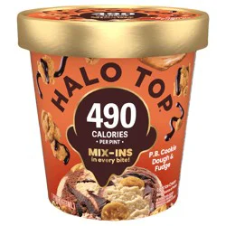 Halo Top Creamery Peanut Butter Cookie Dough and Fudge Light Ice Cream Pint, 16 fl oz