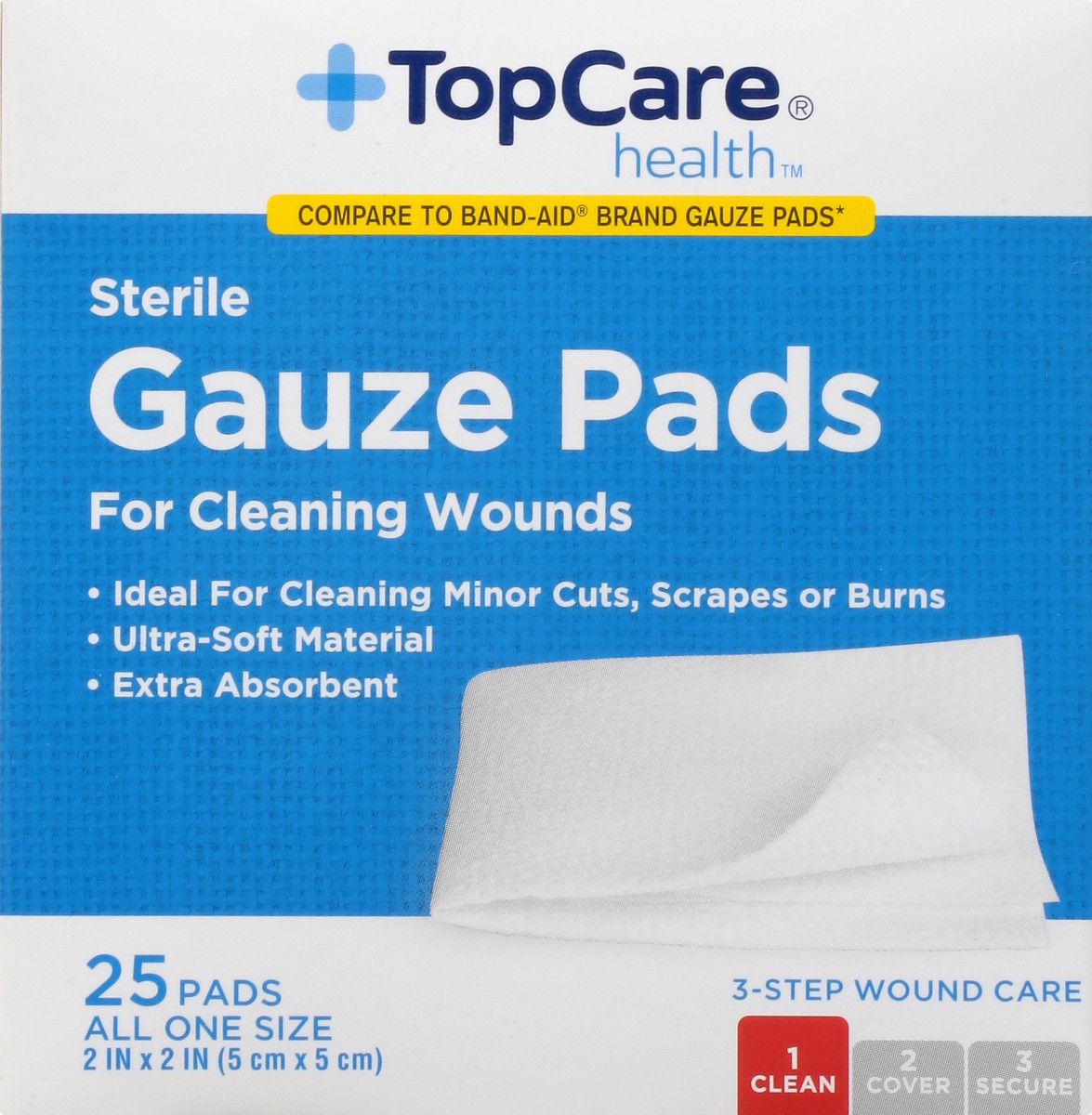 slide 9 of 9, TopCare Health Sterile Gauze Pads 25 ea, 25 ct