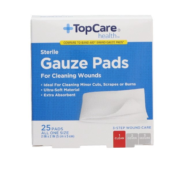 slide 1 of 9, TopCare Health Sterile Gauze Pads 25 ea, 25 ct