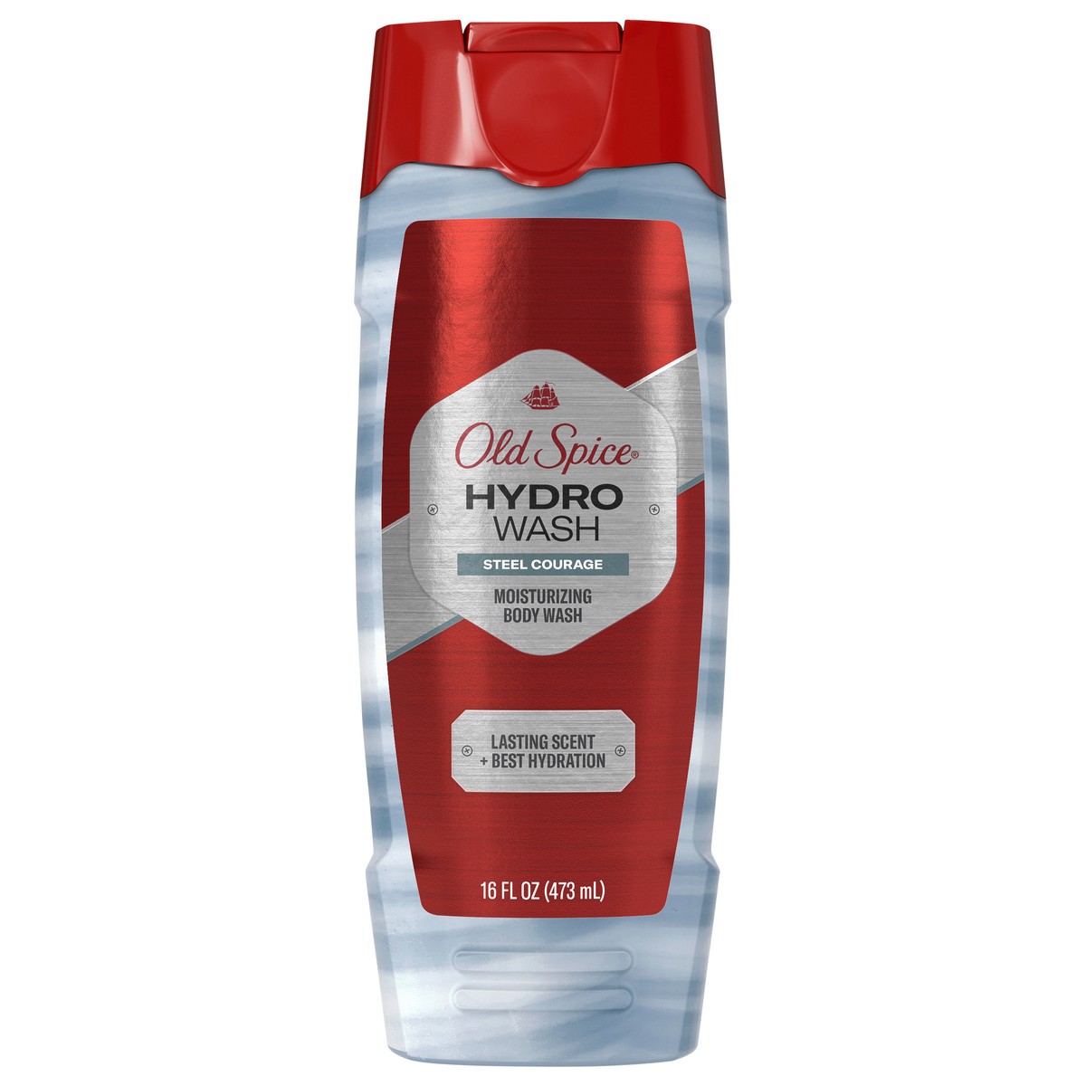 slide 1 of 3, Old Spice Men's Body Wash Moisturizing Hydro Wash Steel Courage, 16 oz, 16 fl oz