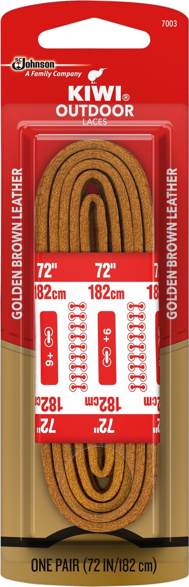 slide 1 of 5, KIWI 72 Inches Golden Brown Leather Outdoor Laces 1 ea, 1 ct