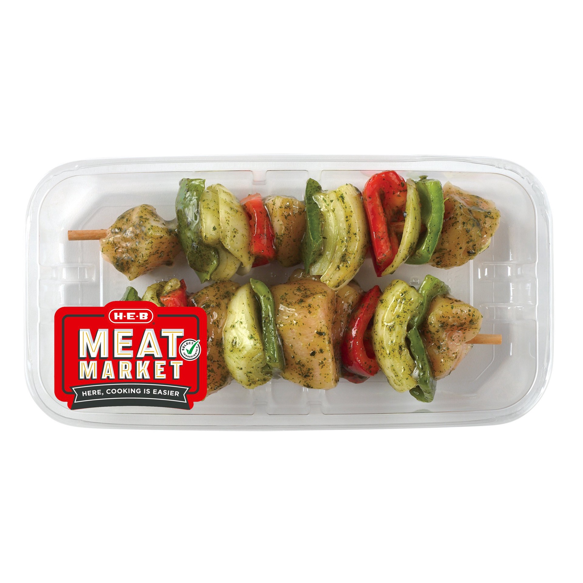 slide 1 of 1, H-E-B Meat Market Marinated Chicken Kabobs - Wild Garlic, per lb