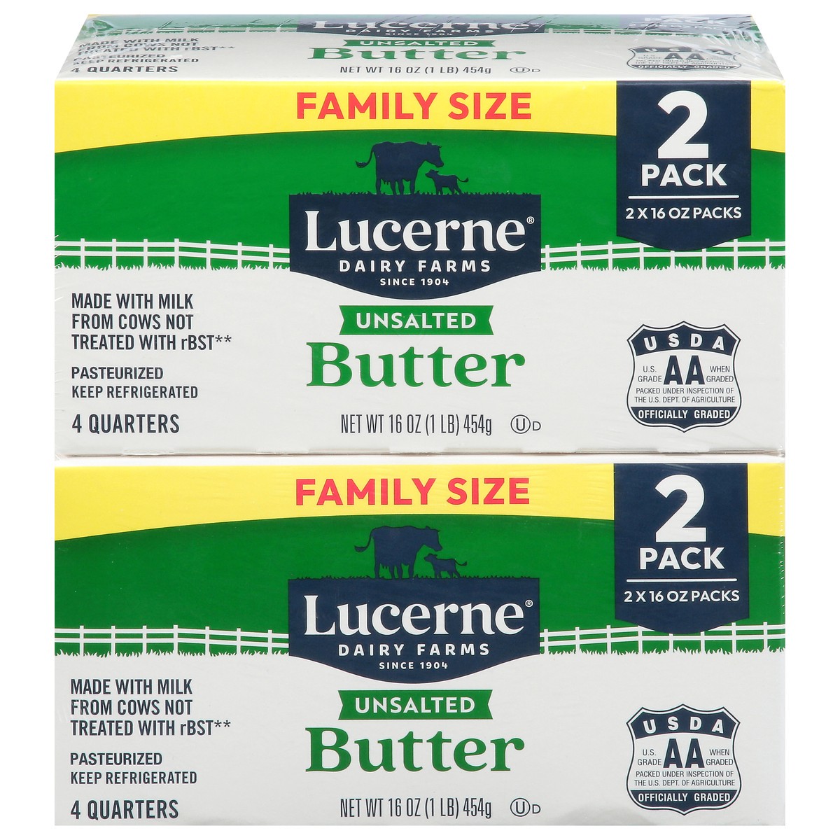 slide 4 of 4, Lucerne Unsalted Butter Quarters 2 Pk 2 Pound - 2 Lb, 2 lb