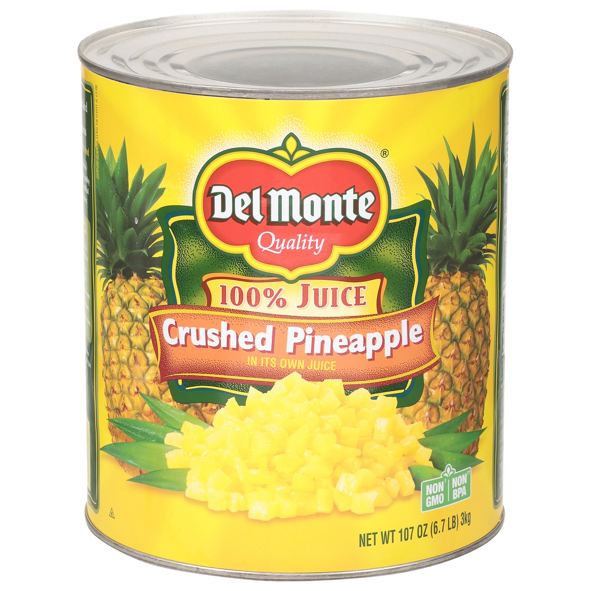 slide 1 of 9, Del Monte Crushed 100% Juice Pineapple 107 oz, 107 oz