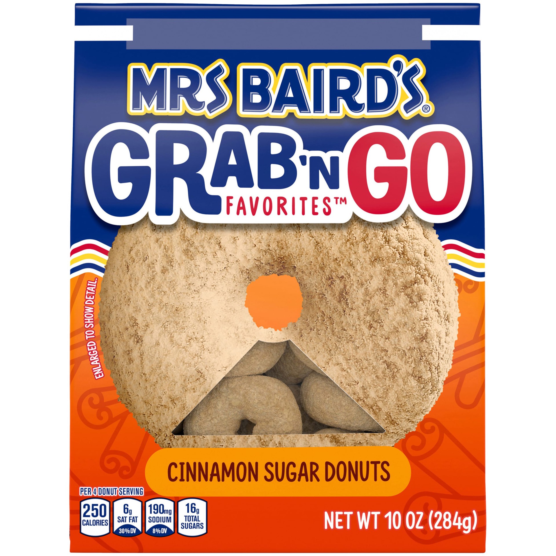 slide 1 of 5, Mrs. Baird's Grab 'n Go Favorites Cinnamon Sugar Donuts, 10 oz, Donuts, Bag, 10 oz