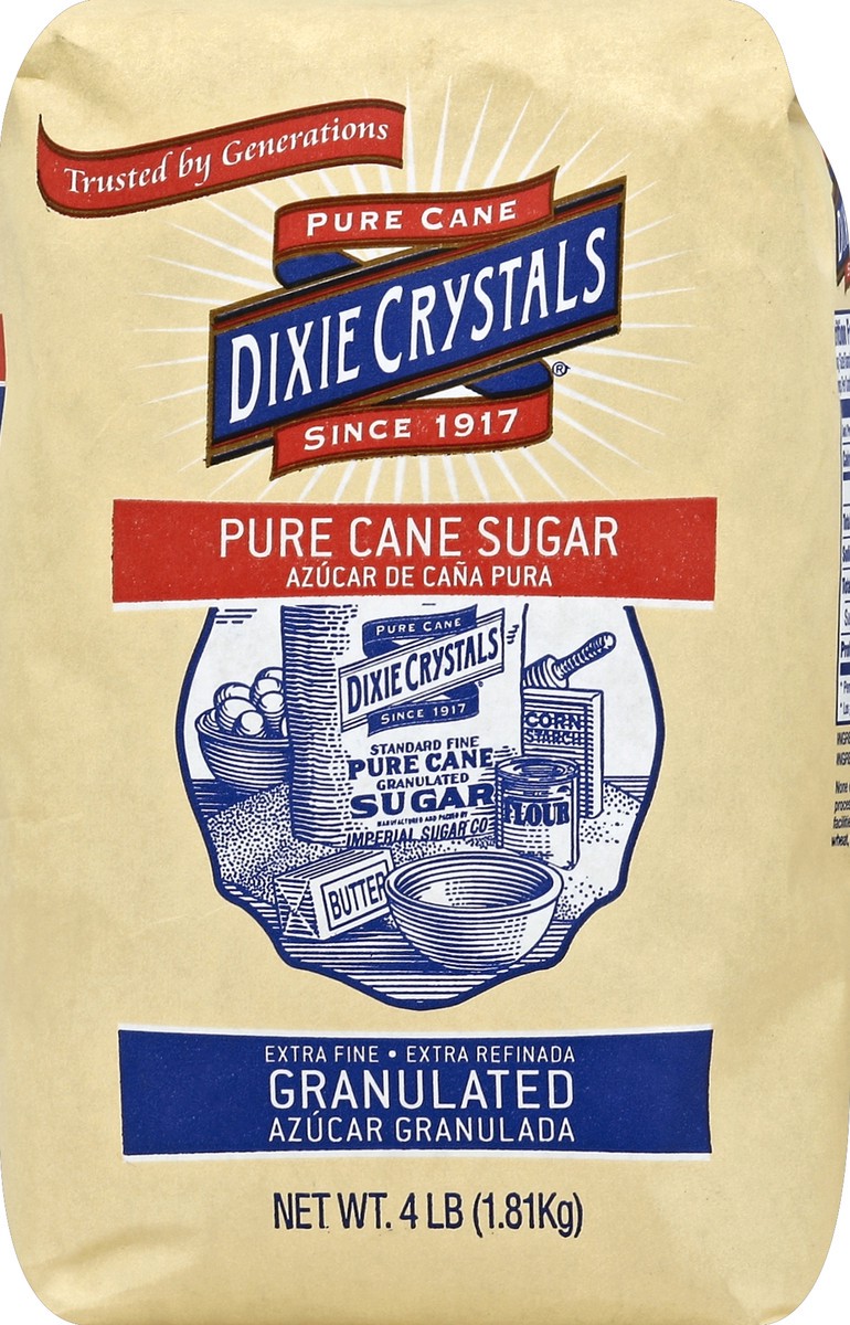 slide 4 of 5, Dixie Crystals Extra Fine Granulated Pure Cane Sugar 4 lb, 4 lb