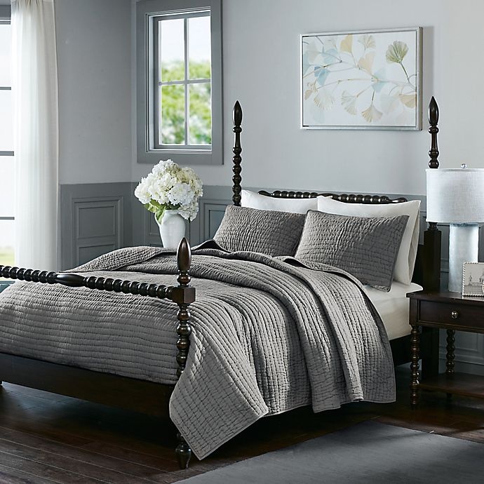 slide 1 of 5, Madison Park Signature Serene Full/Queen Coverlet Set - Grey, 1 ct