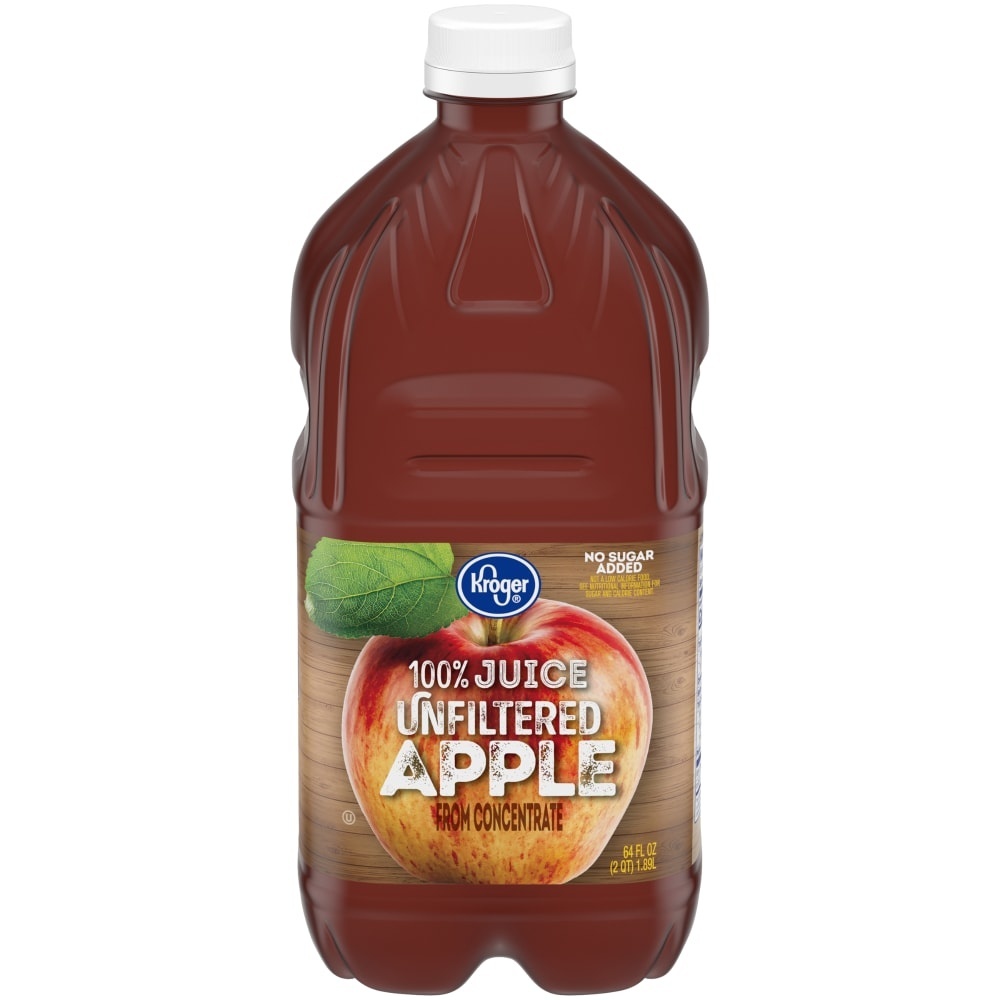 slide 1 of 1, Kroger Unfiltered 100% Apple Juice, 64 fl oz