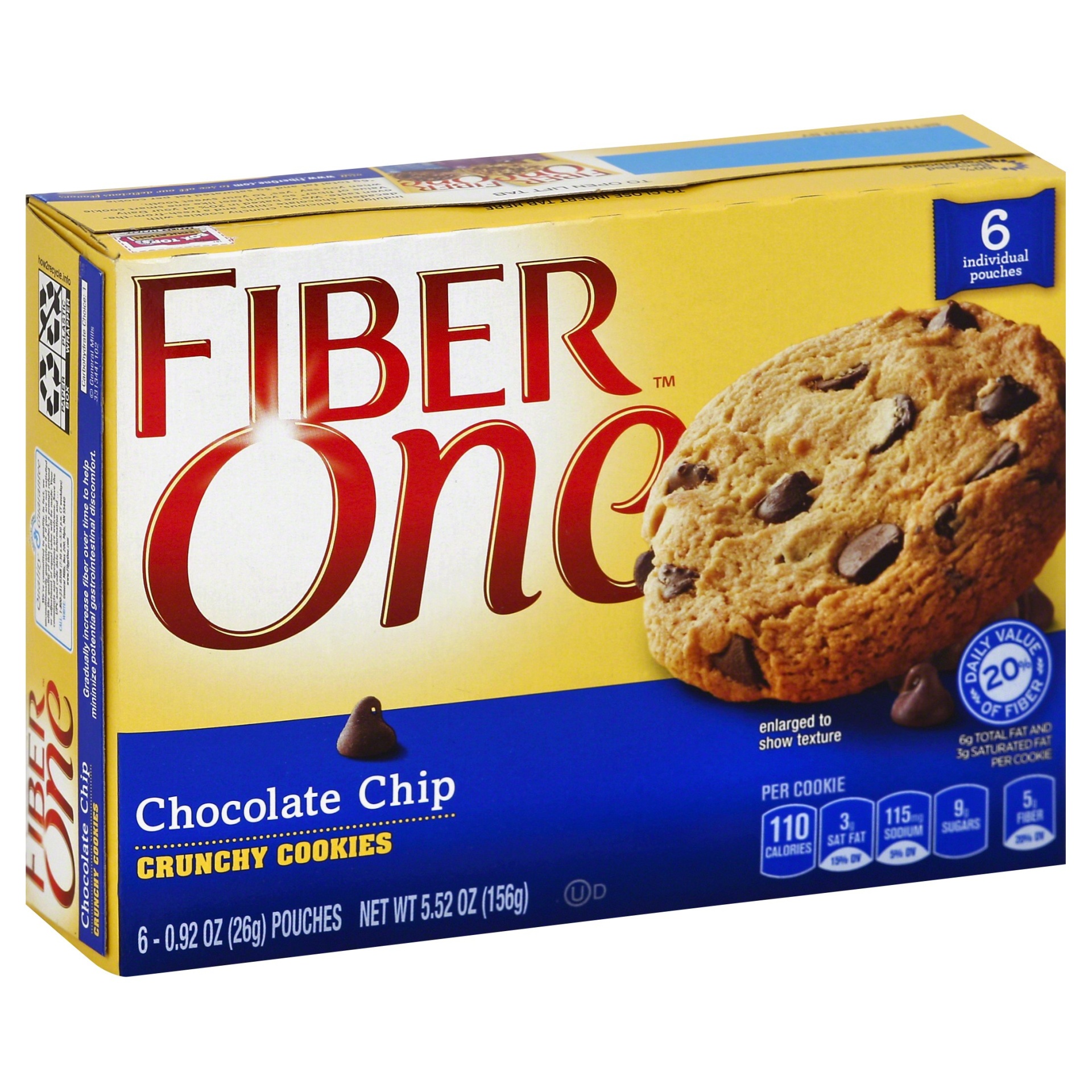 slide 1 of 1, Fiber One Chocolate Chip Crunchy Cookies, 5.52 oz