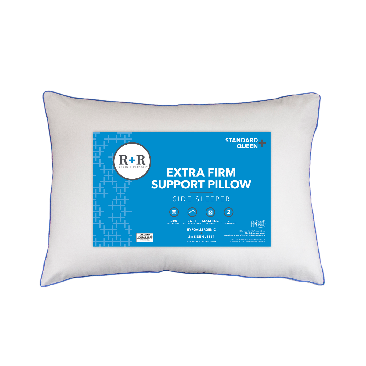 slide 1 of 5, Room & Retreat Room + Retreat Extra Firm Support Pillow, King, King Size