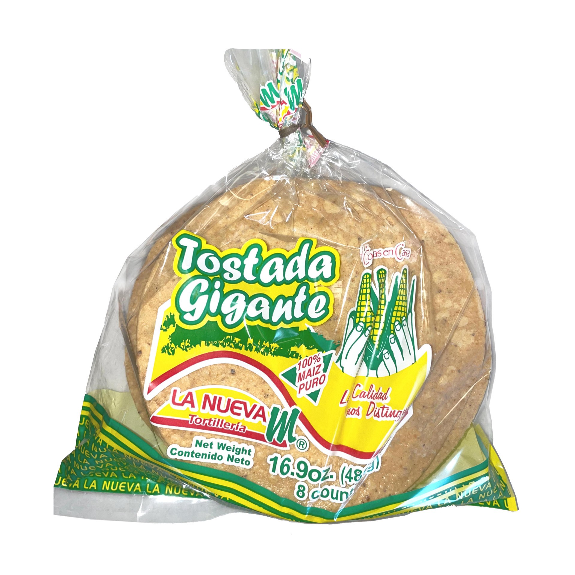 slide 1 of 1, La Nueva Tortilleria Giant Tostada Corn Chips, 8 ct