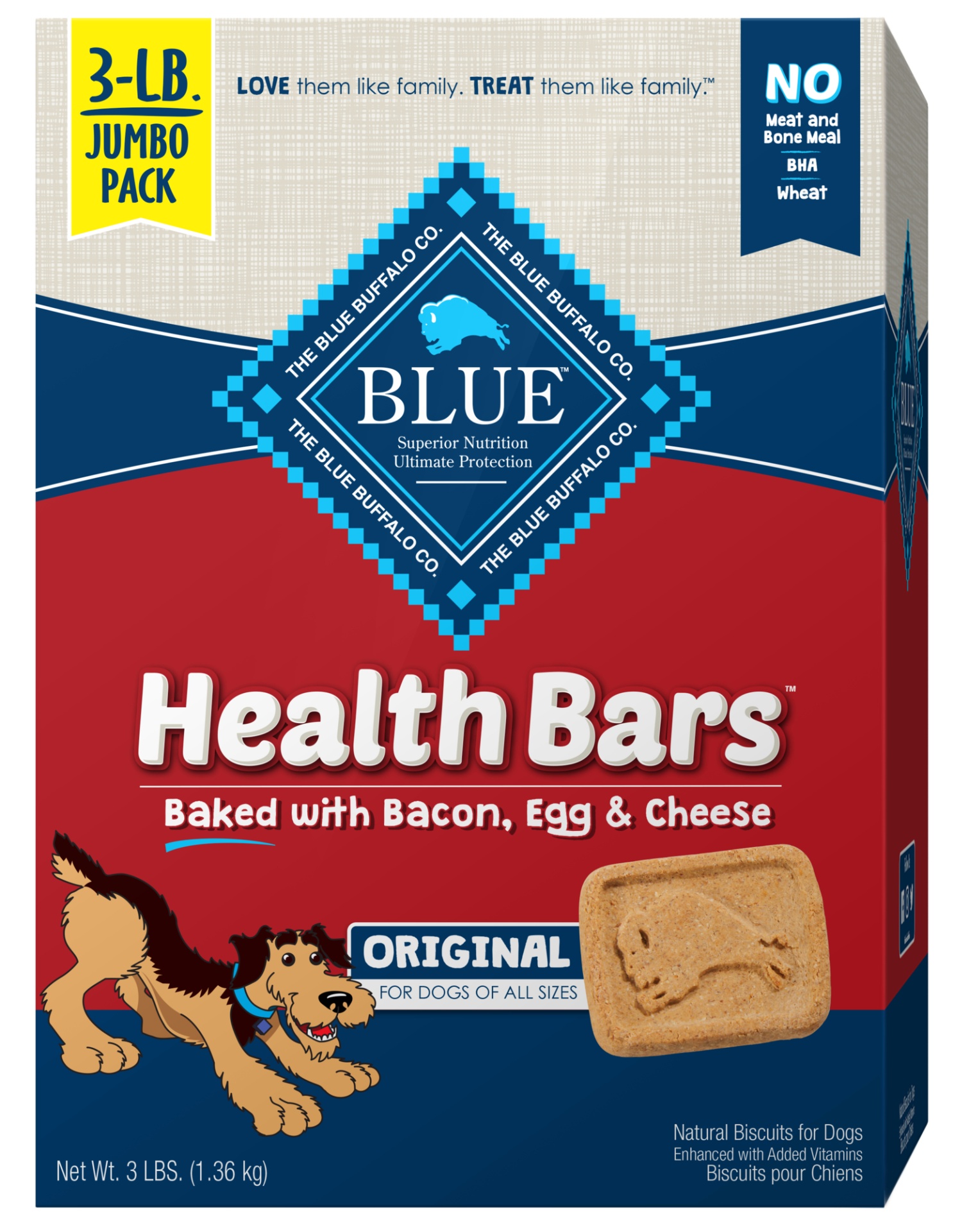 slide 1 of 1, Blue Buffalo Healthy Bars, Biscuit Dog Treats, Bacon Egg Cheese, 16 oz