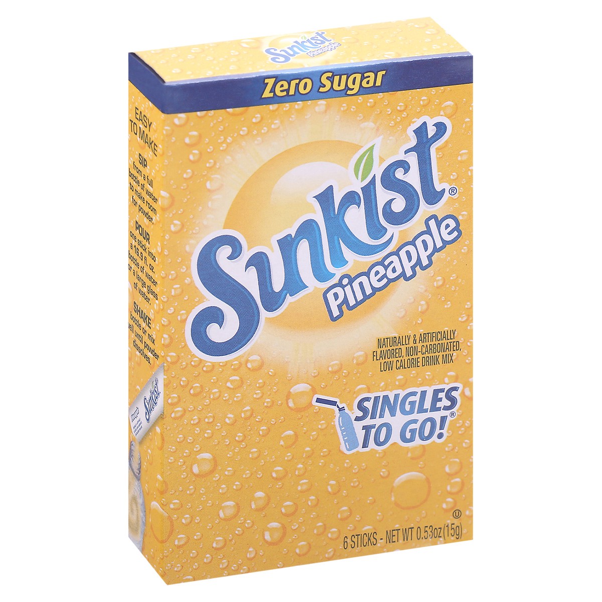 slide 11 of 13, Sunkist Singles to Go! Zero Sugar Pineapple Drink Mix - 6 ct, 6 ct