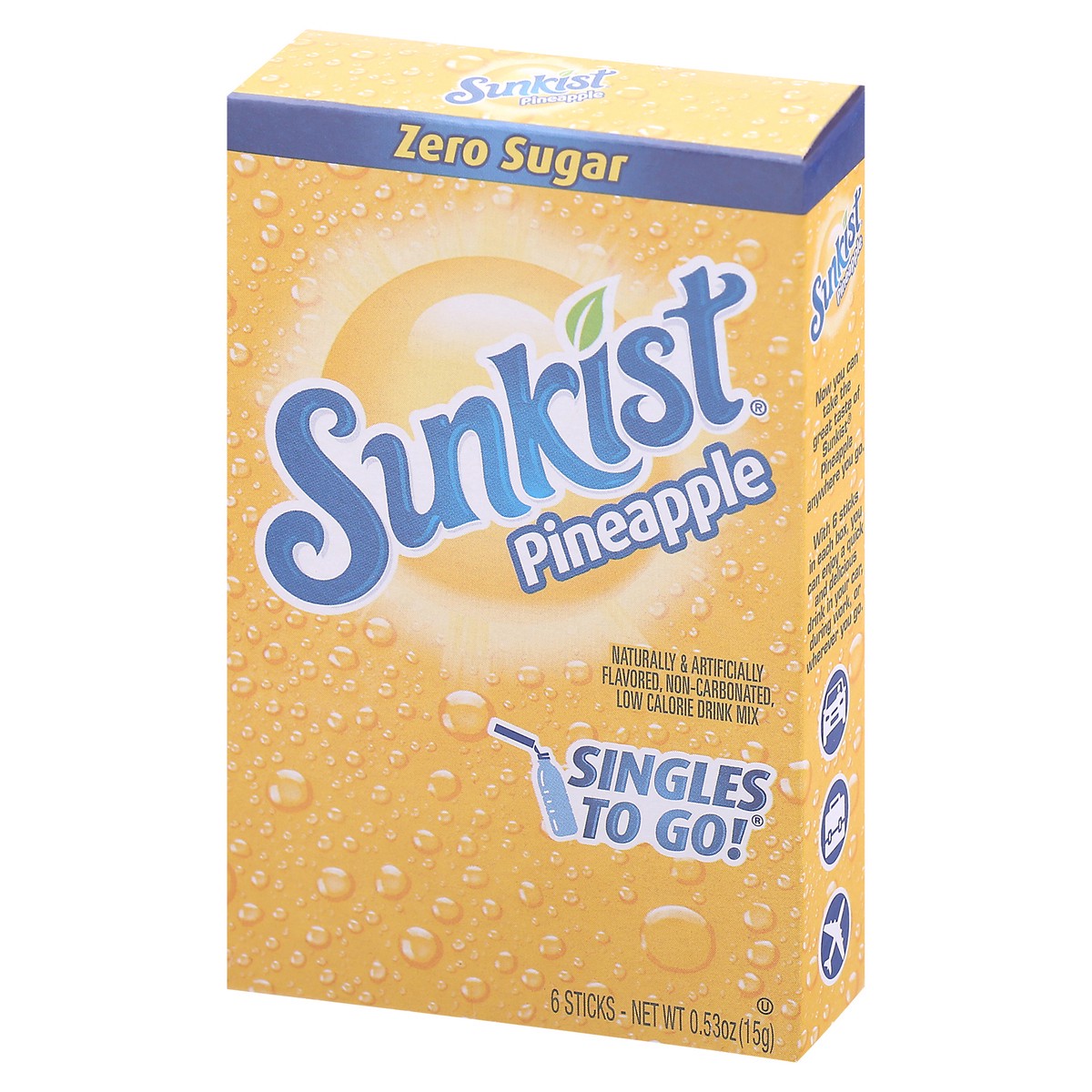 slide 13 of 13, Sunkist Singles to Go! Zero Sugar Pineapple Drink Mix - 6 ct, 6 ct