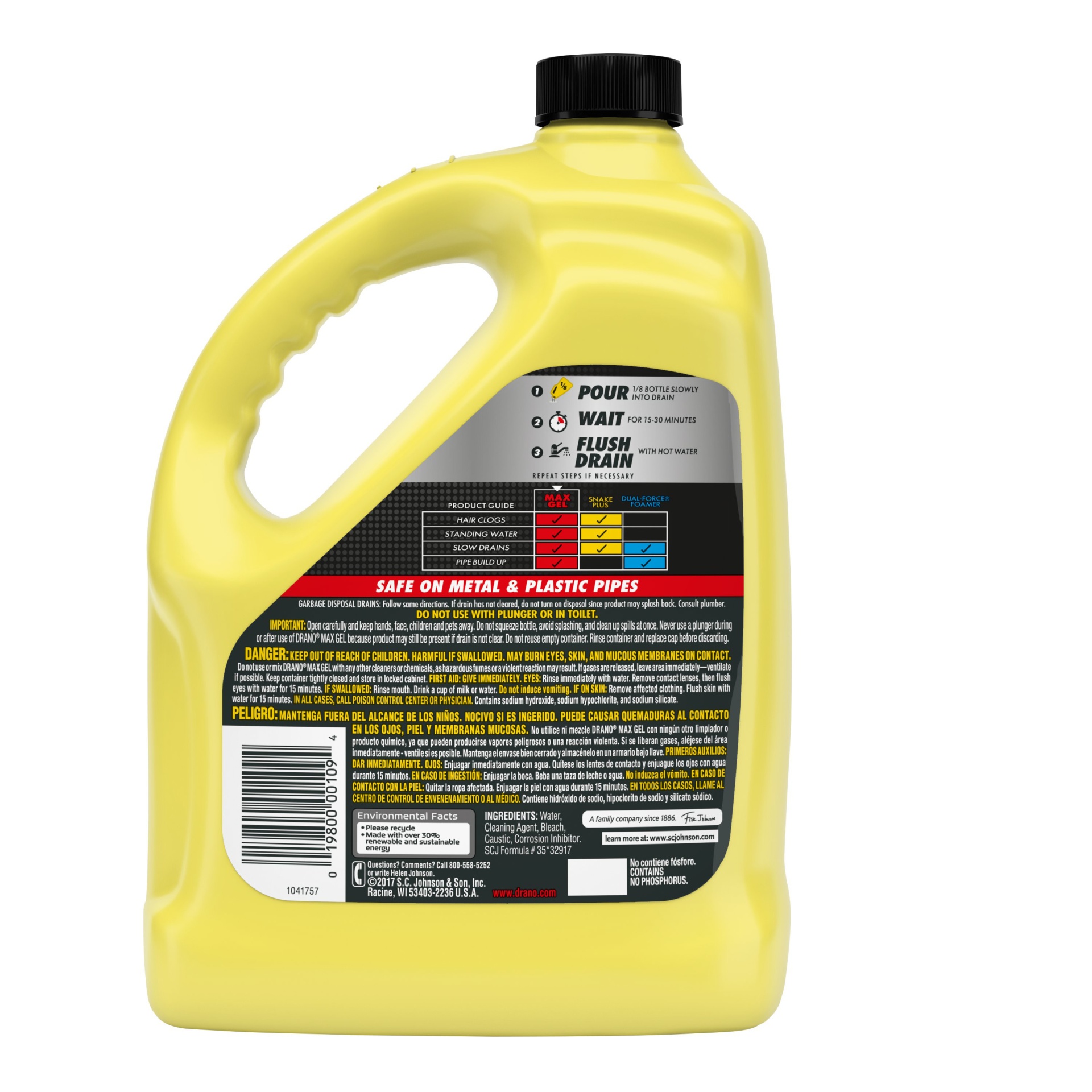 slide 2 of 7, Drano Max Gel Clog Remover Commercial, 1 gal