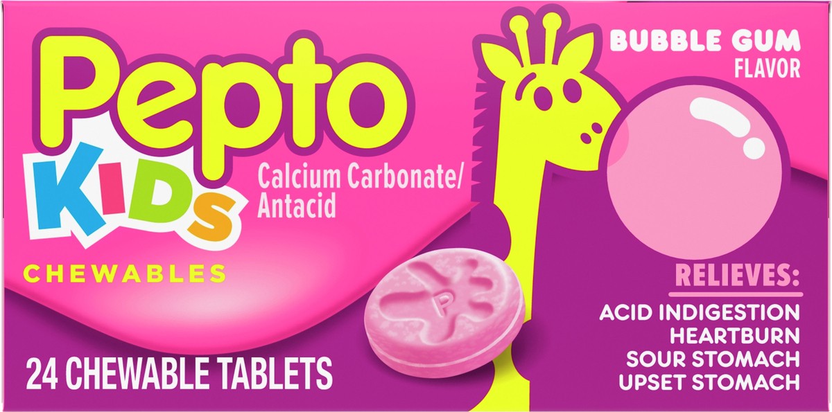 slide 2 of 2, Pepto-Bismol Children's Antacid Chewable Tablets - Bubble Gum - 24ct, 24 ct