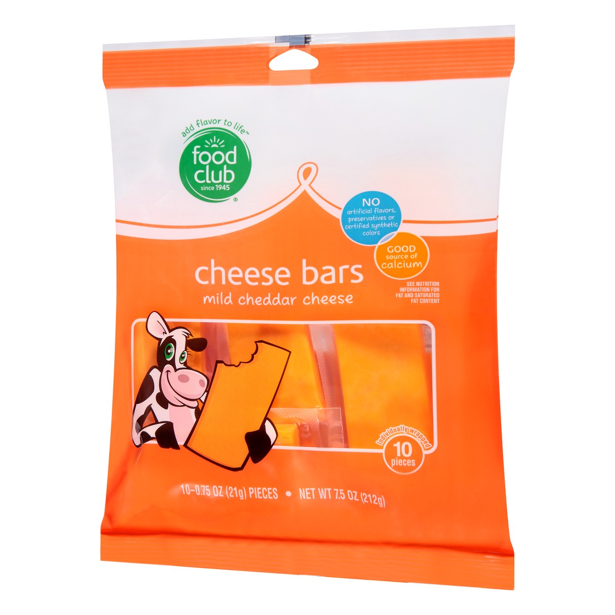 slide 3 of 9, Food Club Mild Cheddar Cheese Bars 10 ea, 10 ct