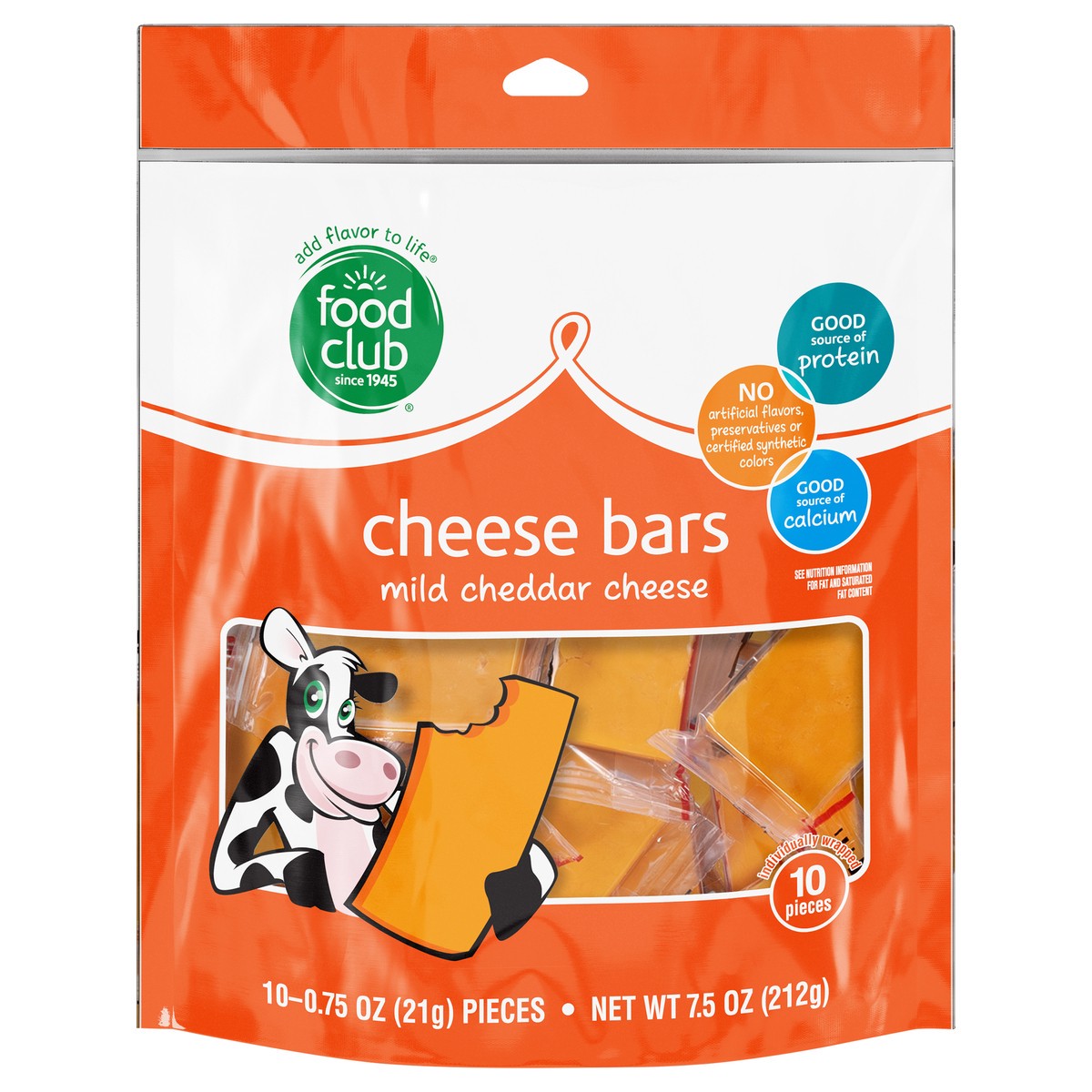 slide 1 of 9, Food Club Mild Cheddar Cheese Bars 10 ea, 10 ct