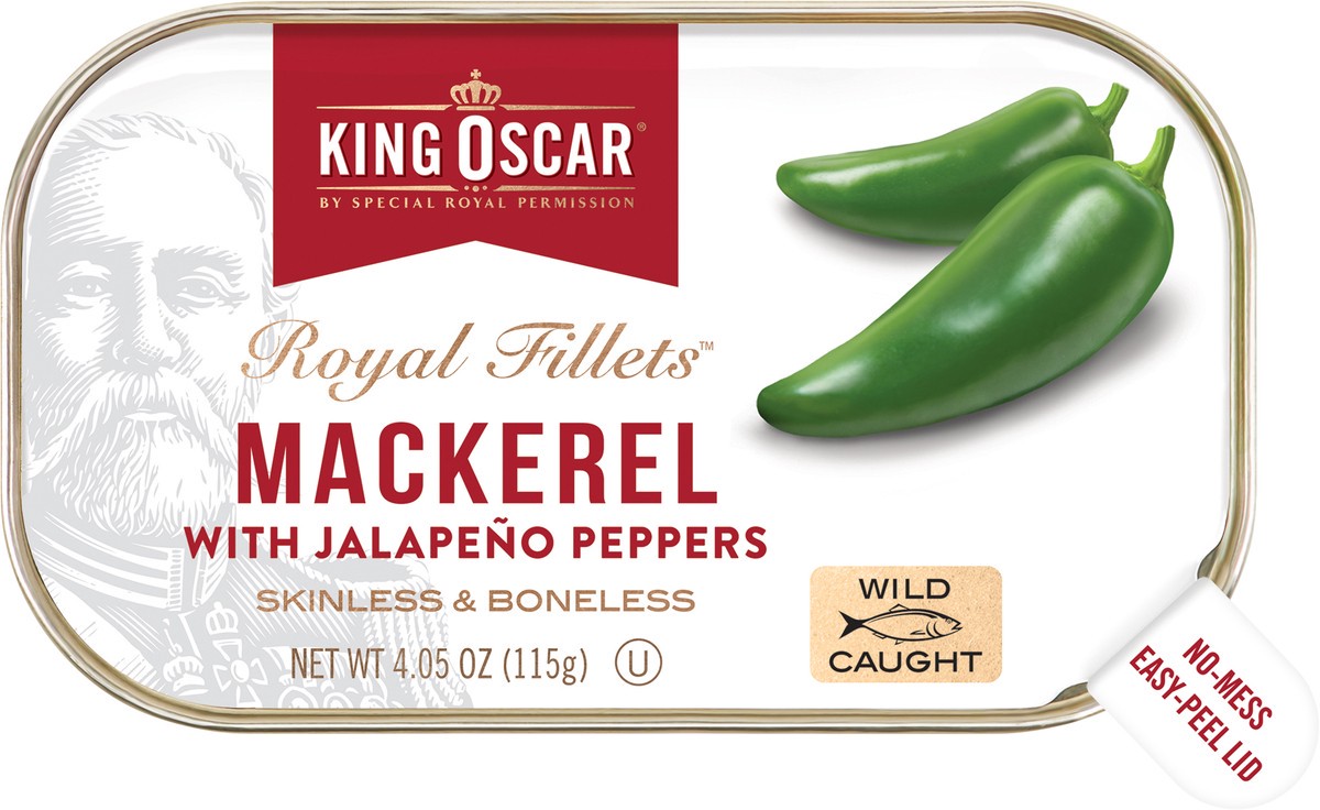 slide 3 of 5, King Oscar Royal Fillets Mackerel with Jalapeno Peppers, 4.05 oz