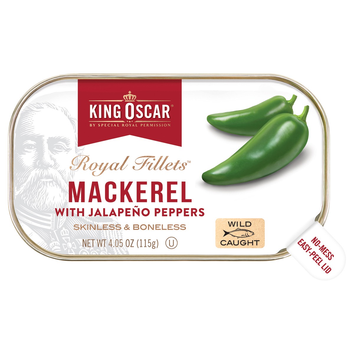 slide 4 of 5, King Oscar Royal Fillets Mackerel with Jalapeno Peppers, 4.05 oz