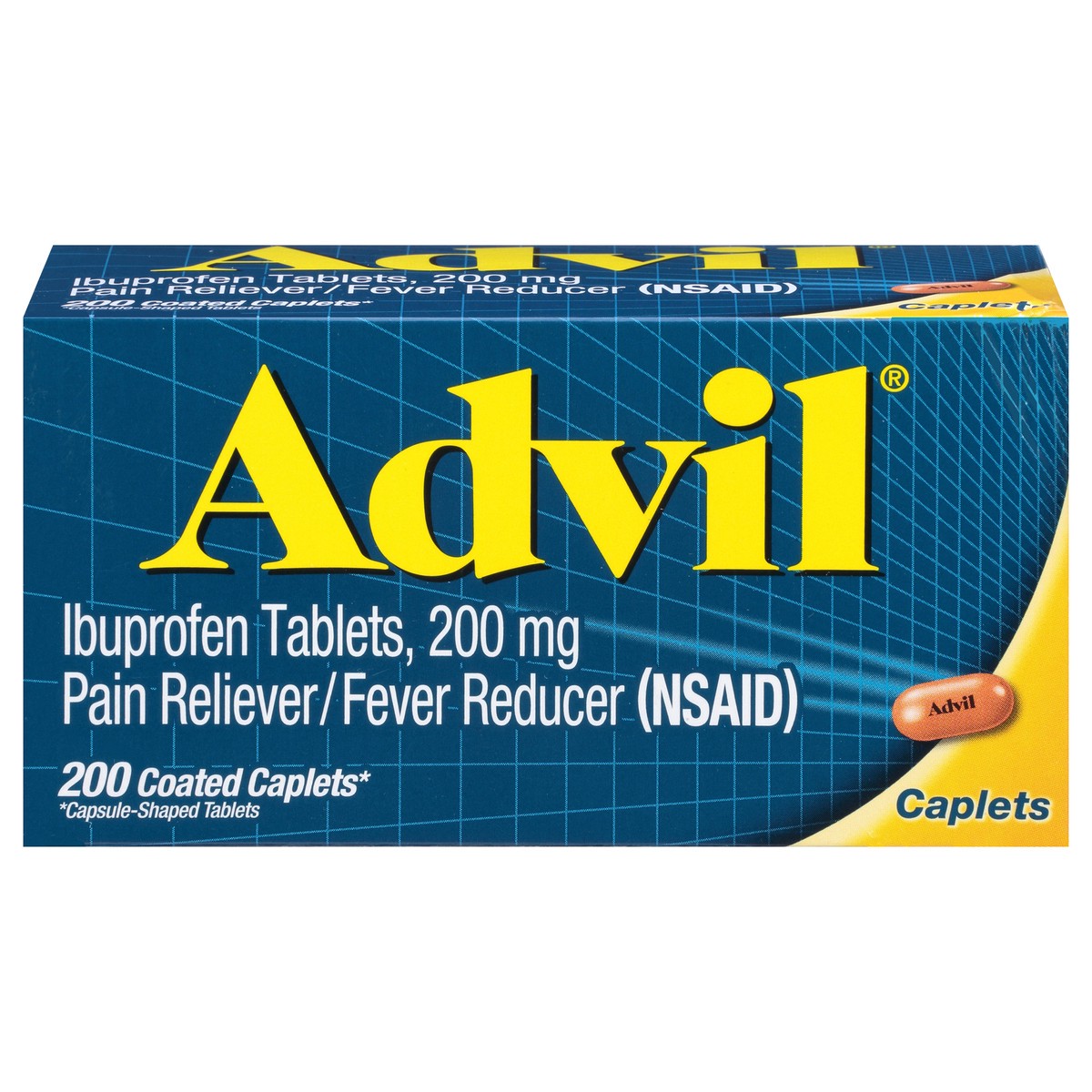 slide 1 of 7, Advil Pain and Fever Reducer Caplets - Ibuprofen, 200 ct