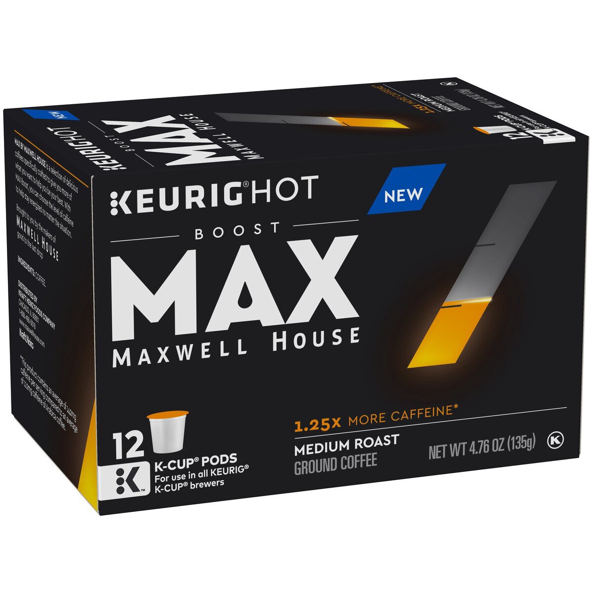 slide 8 of 8, Maxwell House Max Boost Medium Roast K-Cup Coffee Pods with 1.25X More Caffeine, 12 ct Box, 12 ct