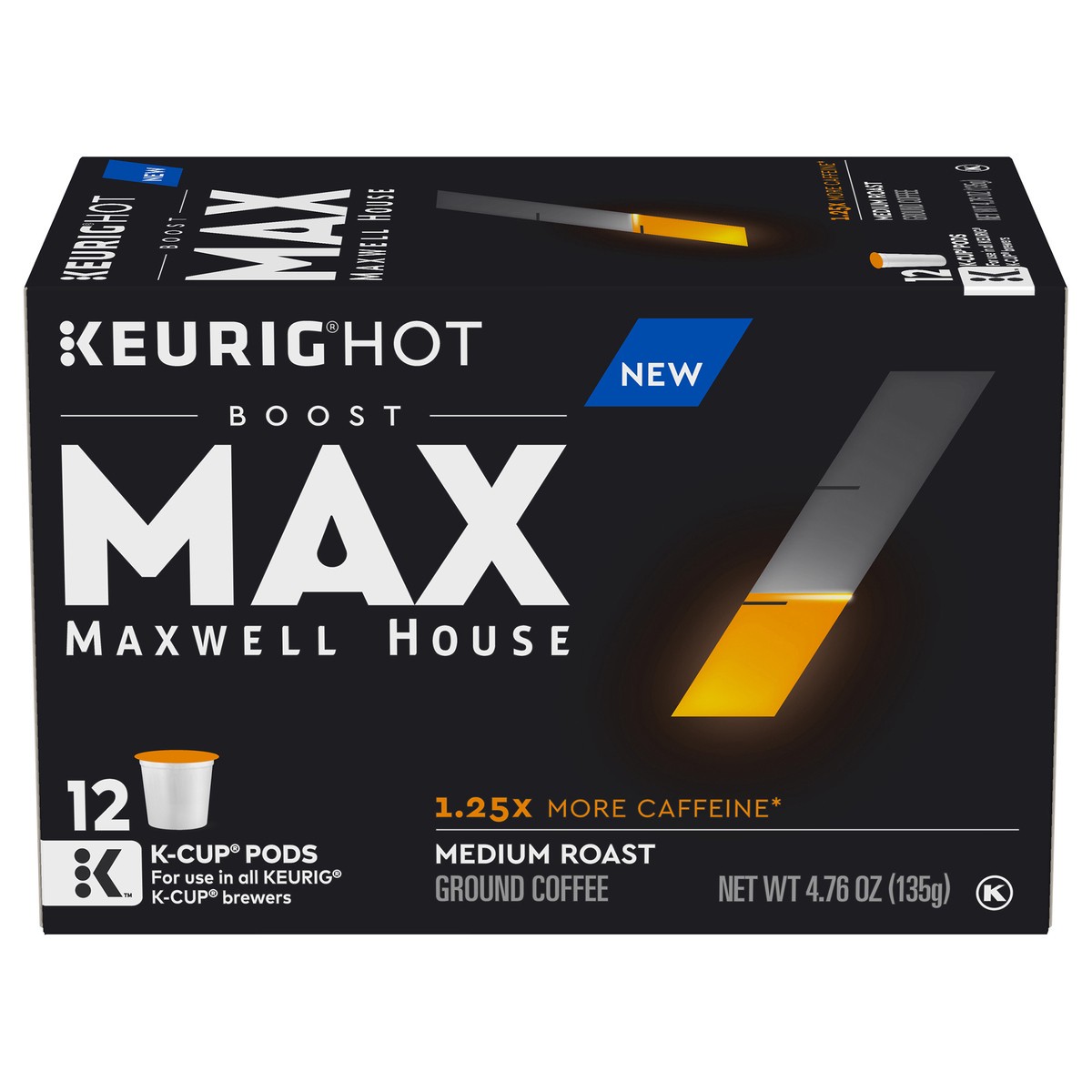 slide 1 of 8, Maxwell House Max Boost Medium Roast K-Cup Coffee Pods with 1.25X More Caffeine- 12 ct, 12 ct