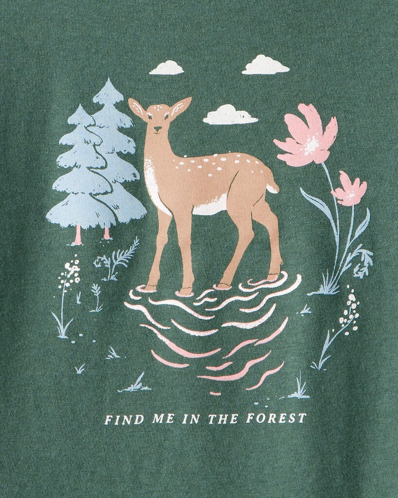 slide 2 of 2, Carter's Girls Deer Long-Sleeve Graphic Tee - Green Green XL, 1 ct