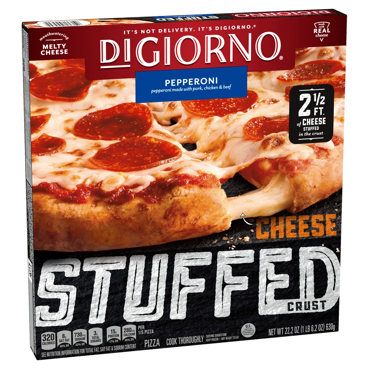 slide 2 of 8, DiGiorno Cheese Stuffed Crust Pepperoni Pizza, 22.2 oz