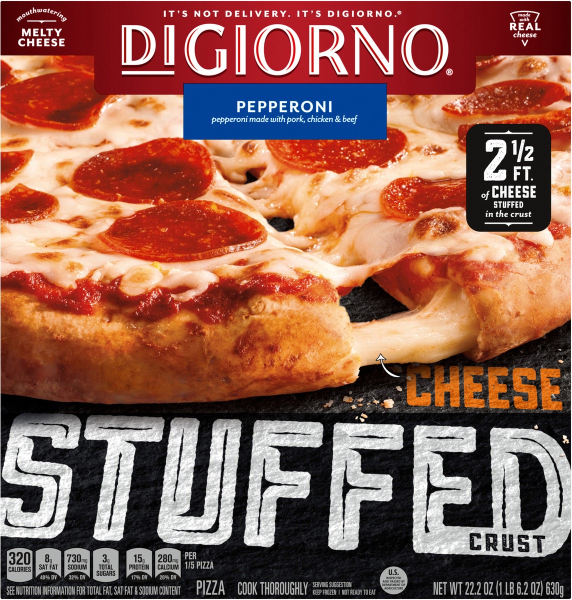 slide 5 of 8, DiGiorno Cheese Stuffed Crust Pepperoni Pizza, 22.2 oz