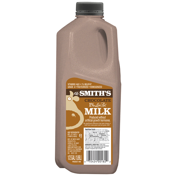 slide 1 of 1, Smith's 1% Low Fat Chocolate Milk, 1/2 gal